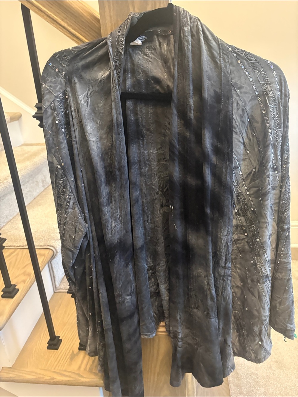 Only Nine Embellished Sheer Black Kimono